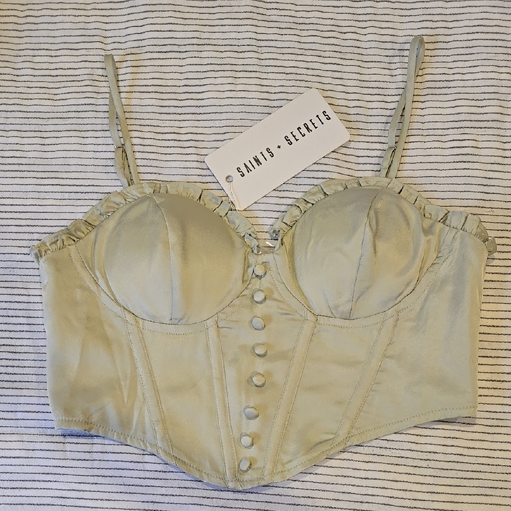 Satin Bustier Top with Button Detail Saints & Secrets